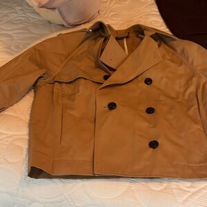 Cropped double breasted rain jacket